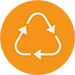Logo orange indiquant le signe de recyclage utilisé par l'atelier cyme